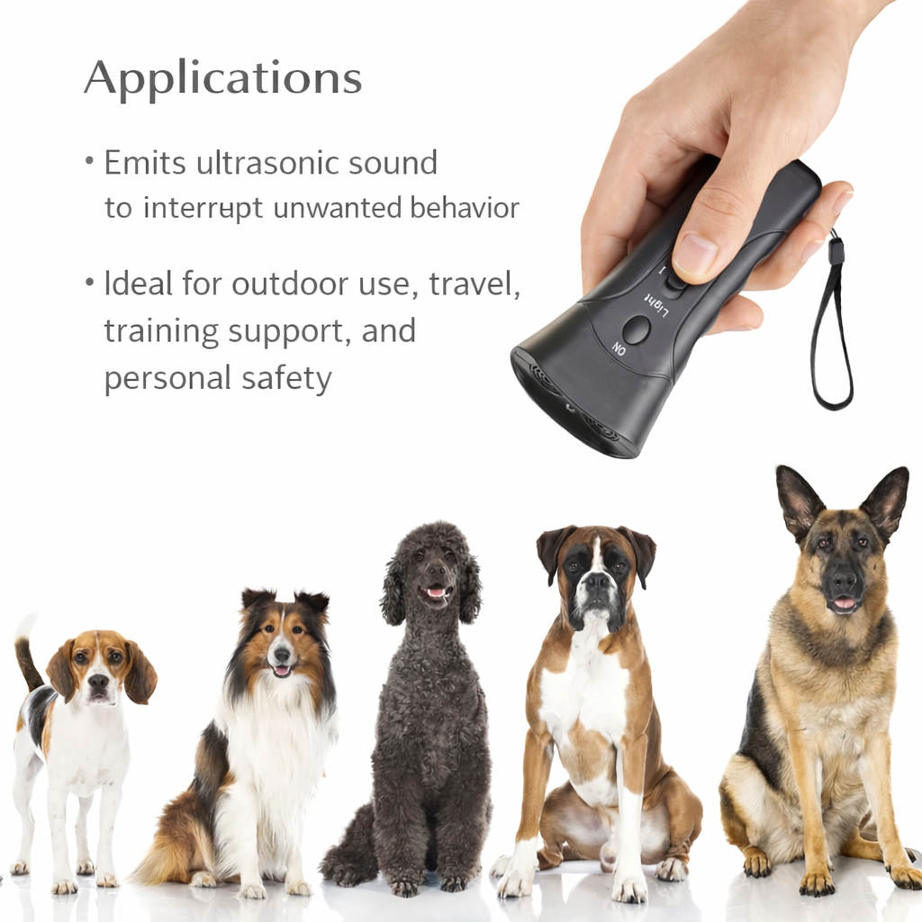 Coco Sniffs Ultrasonic Dog Chaser | Anti-Barking & Safety Device with Flashlight