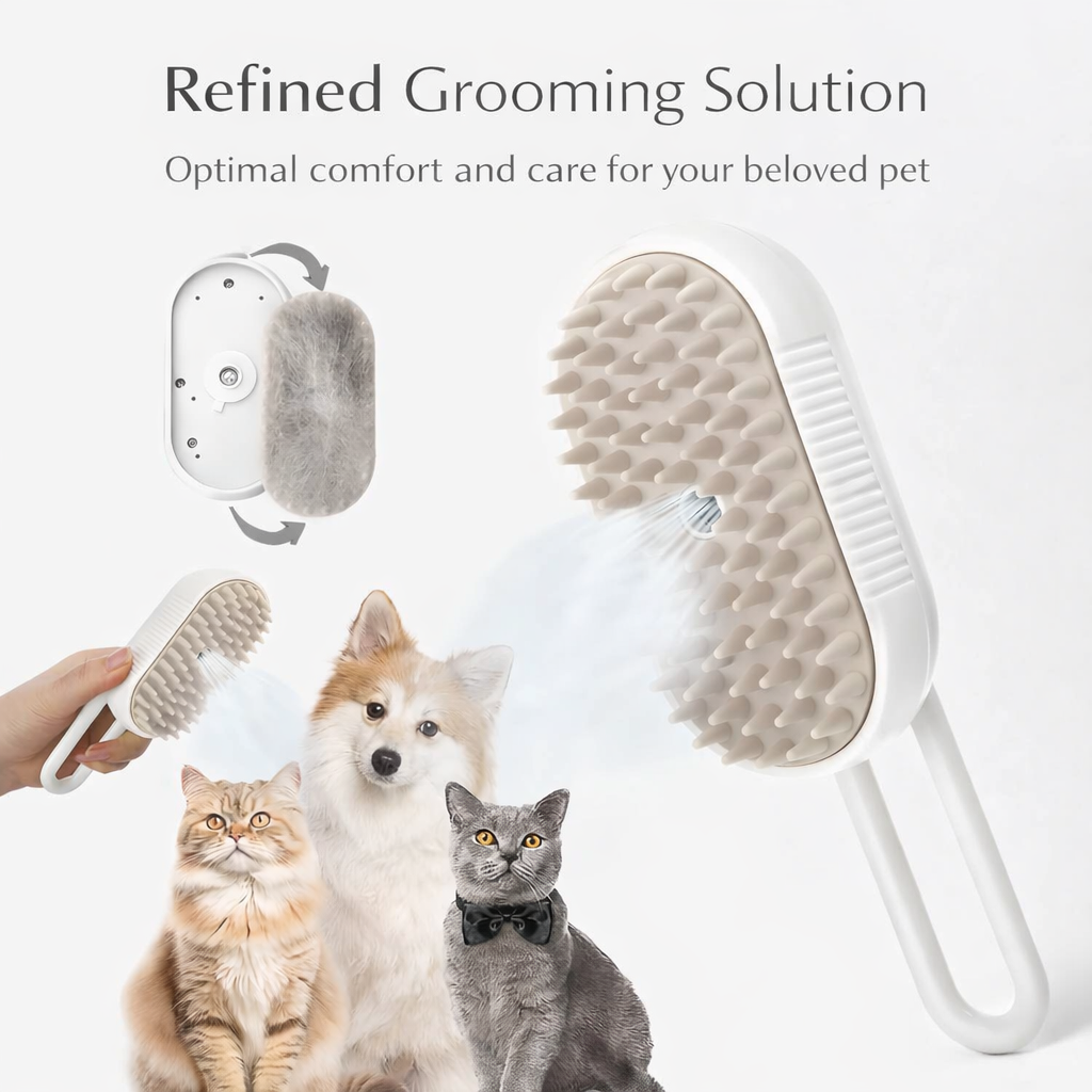 Coco Sniffs Steam Brush for Dogs & Cats | Self-Cleaning Steamy Grooming Brush