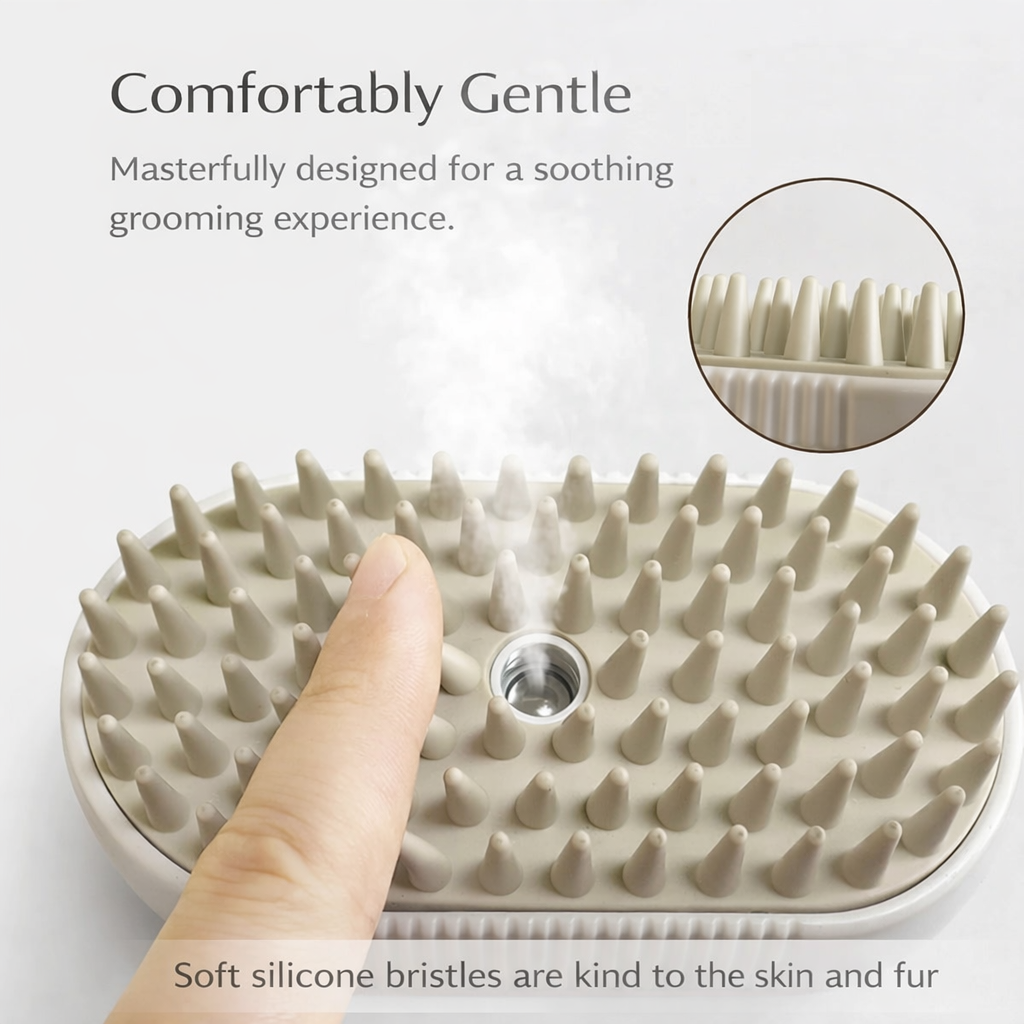 Coco Sniffs Steam Brush for Dogs & Cats | Self-Cleaning Steamy Grooming Brush