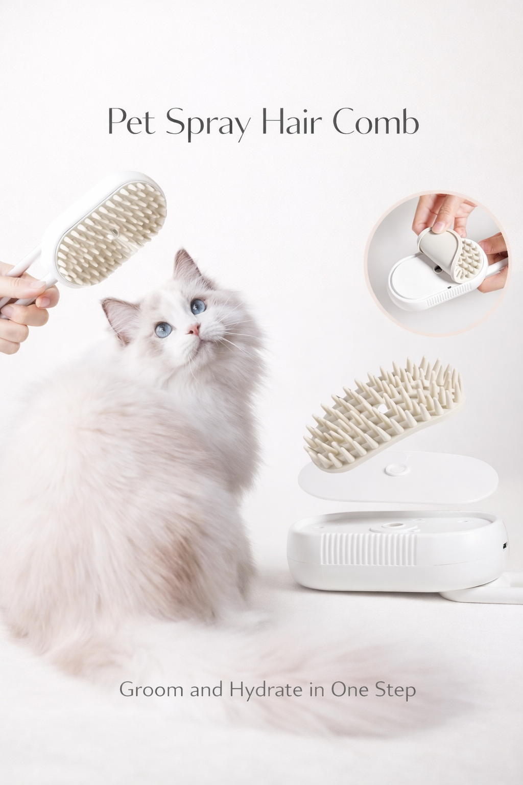 Coco Sniffs Steam Brush for Dogs & Cats | Self-Cleaning Steamy Grooming Brush