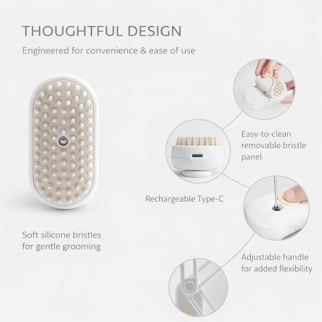 Coco Sniffs Steam Brush for Dogs & Cats | Self-Cleaning Steamy Grooming Brush