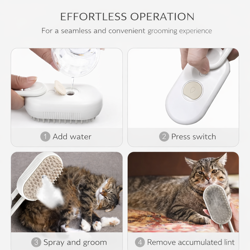 Coco Sniffs Steam Brush for Dogs & Cats | Self-Cleaning Steamy Grooming Brush